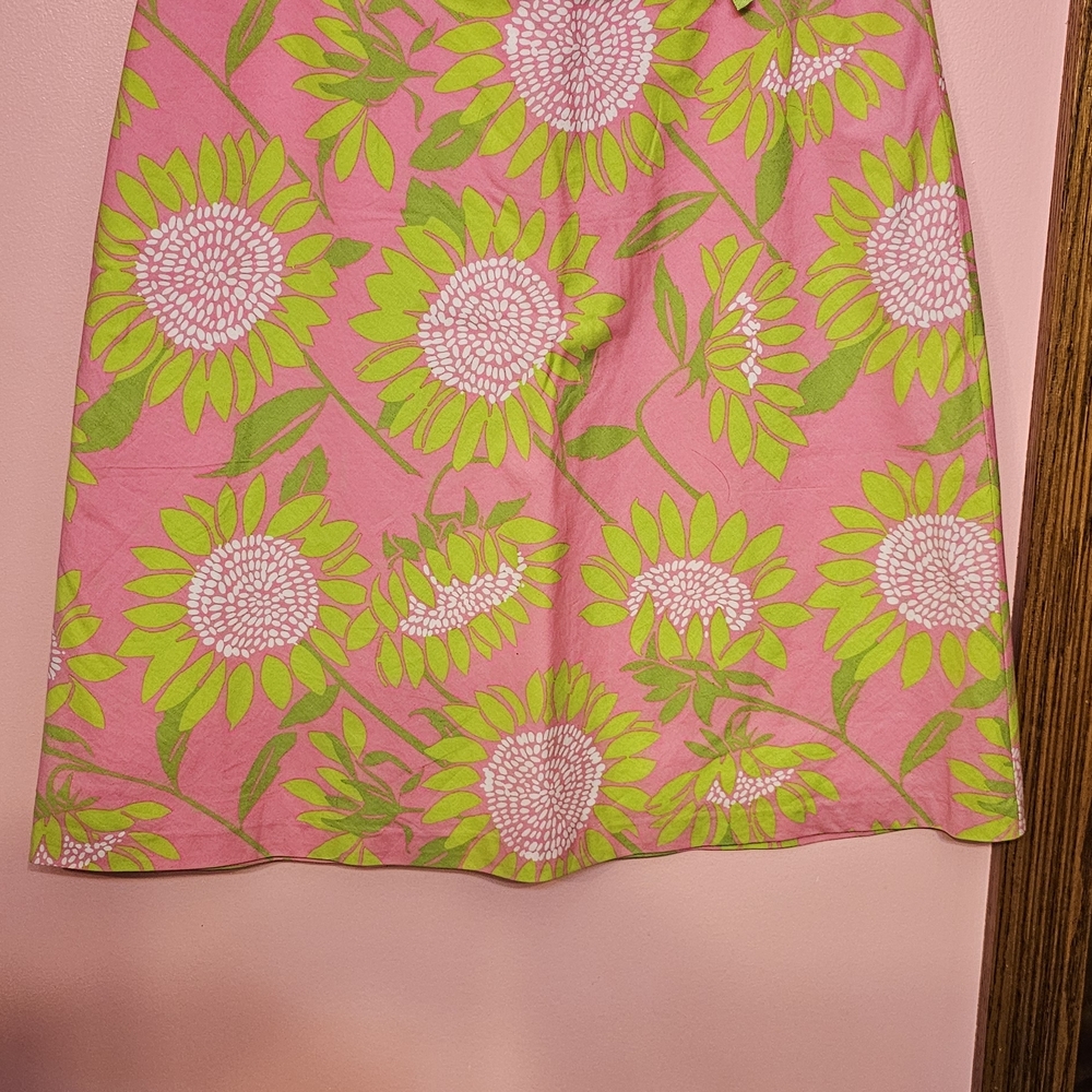 Lilly Pulitzer Pink and Green Floral Midi Skirt